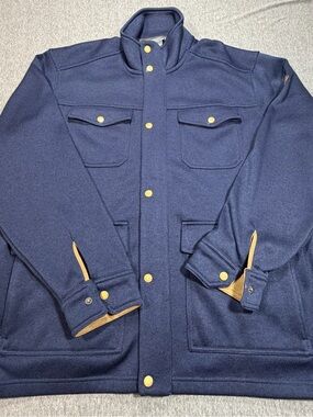 Eddie Bauer Men’s XL Radiator 4 Pocket Jacket Cabin Hiking Navy Blue Like New